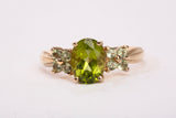 Ladies 10k Yellow Gold Oval Cut Peridot Cocktail Ring