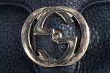 Authentic Black Gucci Dollar Calfskin Small Interlocking G Shoulder Bag