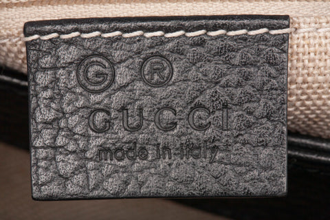Authentic Black Gucci Dollar Calfskin Small Interlocking G Shoulder Bag