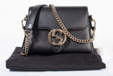 Authentic Black Gucci Dollar Calfskin Small Interlocking G Shoulder Bag
