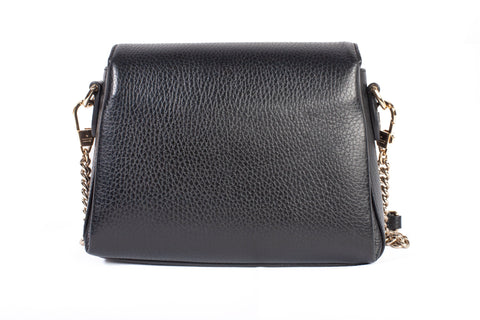 Authentic Black Gucci Dollar Calfskin Small Interlocking G Shoulder Bag