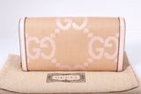 Authentic Gucci Jumbo GG Continental Wallet on Chain Beige/Pink