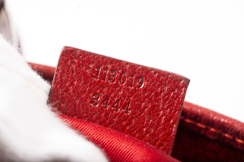 Authentic Red Gucci GG Canvas Small Tote Bag