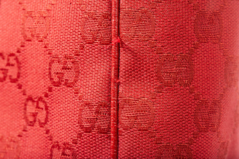 Authentic Red Gucci GG Canvas Small Tote Bag