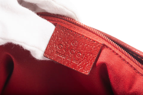Authentic Red Gucci GG Canvas Small Tote Bag