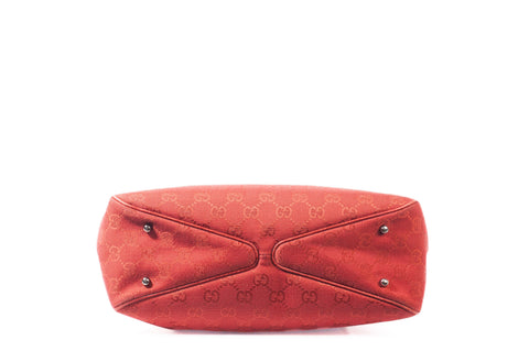 Authentic Red Gucci GG Canvas Small Tote Bag
