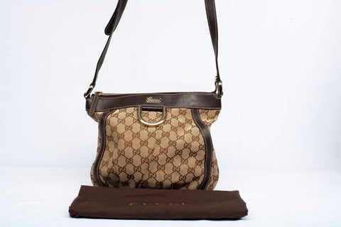 Authentic Gucci Brow GG Canvas Abbey D Ring Crossbody Bag