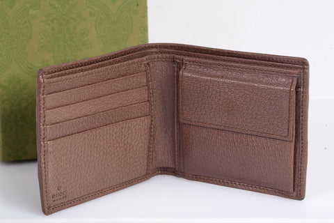 Gucci GG Supreme Monogram Web Men's Ophidia Bi-Fold Wallet Beige
