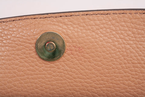 Authentic Gucci Pebbled Beige Calfskin Leather Soho Chain Crossbody Bag