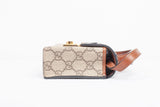 Authentic Gucci GG Supreme Black Leather Mini Padlock Top Handle Crossbody