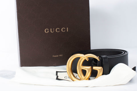 Authentic Gucci Wide Black Leather Belt Size 95/38