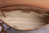 Authentic Gucci Pebbled Beige Calfskin Leather Soho Chain Crossbody Bag