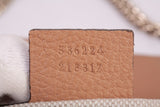 Authentic Gucci Pebbled Beige Calfskin Leather Soho Chain Crossbody Bag