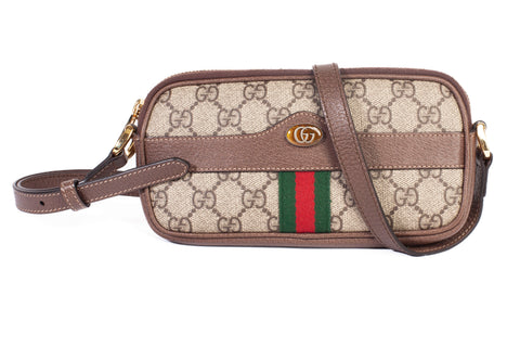 Authentic Gucci GG Supreme Monogram Web Mini Ophidia Crossbody Bag