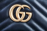 Authentic GUCCI Calfskin Matelasse Black Mini GG Marmont Chain Shoulder Bag