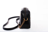 Authentic GUCCI Calfskin Matelasse Black Mini GG Marmont Chain Shoulder Bag