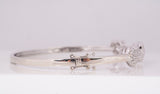 Ladies 14k White Gold Triple Heart Diamond Bangle Size 6.5"