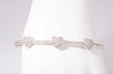 Ladies 14k White Gold Triple Heart Diamond Bangle Size 6.5"