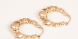 Ladies 10k Yellow Gold Hugs & Kisses Heart Hoop Earrings