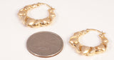 Ladies 10k Yellow Gold Hugs & Kisses Heart Hoop Earrings