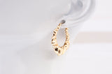 Ladies 10k Yellow Gold Hugs & Kisses Heart Hoop Earrings
