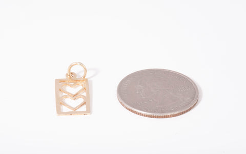 Ladies 14k Yellow Gold Double Hearts Charm Pendant