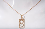 Ladies 14k Yellow Gold Double Hearts Charm Pendant