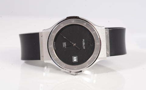 Authentic Men's HUBLOT Classic MDM Depose Black Dial Steel Quartz Watch