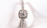Ladies 14k White Gold Halo Solitaire Round Cut Diamond Engagement Ring