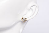 Ladies 10k Yellow Gold Heart Diamond Cluster Stud Earrings .28CWT