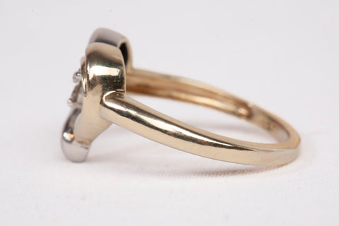 Ladies 10k Two-Tone Gold Open Heart Diamond Accent Ring