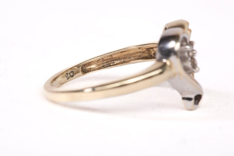 Ladies 10k Two-Tone Gold Open Heart Diamond Accent Ring