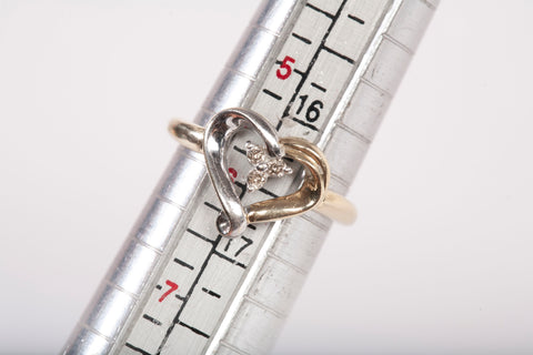 Ladies 10k Two-Tone Gold Open Heart Diamond Accent Ring