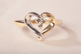 Ladies 10k Two-Tone Gold Open Heart Diamond Accent Ring