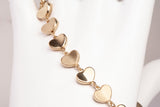 Ladies 14k Yellow Gold Heart Link Bracelet Size 7.5"