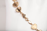 Ladies 14k Yellow Gold Heart Link Bracelet Size 7.5"