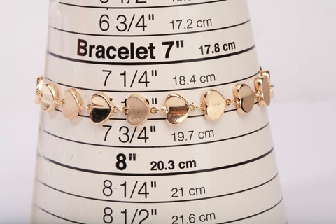 Ladies 14k Yellow Gold Heart Link Bracelet Size 7.5"