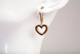 Ladies 14k Yellow Gold Heart Dangle Earrings