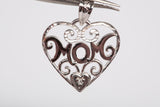 Ladies 14k White Gold "Mom" Heart-Shaped Pendant