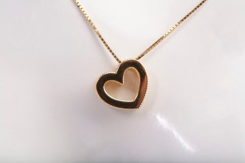 Ladies 14k Yellow Gold Heart Necklace