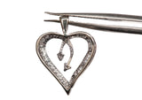 Ladies 14k White Gold Multi Cut Diamond Open Heart Pendant