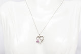 Ladies Dainty 10k White Gold Heart & Pink Stone Butterfly Diamond Accent Necklace .040CWT