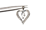 Ladies 14k White Gold Multi Cut Diamond Open Heart Pendant