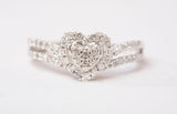 Ladies 10k White Gold Multi-Diamond Heart Frame Ring