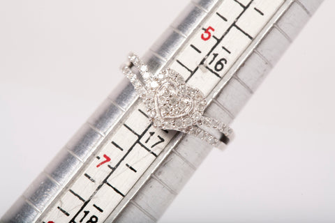 Ladies 10k White Gold Multi-Diamond Heart Frame Ring