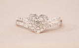 Ladies 10k White Gold Multi-Diamond Heart Frame Ring