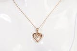 Ladies 14k Yellow Gold Heart Diamond Necklace 21"