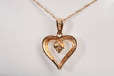Ladies 14k Yellow Gold Heart Diamond Necklace 21"