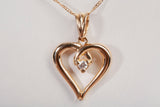 Ladies 14k Yellow Gold Heart Diamond Necklace 21"