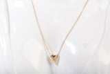 Ladies 14k Yellow Gold Brushed Puffy Heart Pendant Necklace